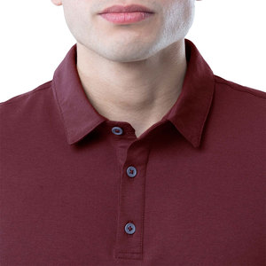 Camiseta Polo de Manga Corta para Hombre, Color Granate, Algodón Sólido, Transpirable, Estilo Casual, Tejido de Punto, Corte Regular - Product Image 3