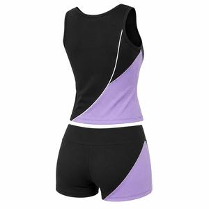 Top Deportivo Corto para Mujer, Estilo Racerback, Cuello Redondo, Bloques de Color, Costuras Asimétricas en Contraste, Secado Rápido, Spandex - Product Image 5