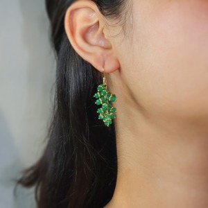 Handmade Trendy Natural Emerald Cluster Dangle Earrings Gold Plated 925 <b>Sterling</b> <b>Silver</b> for Women-Wedding Engagement Gift - Product Image 3