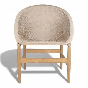 Chaise de salle à manger ergonomique en bois tressé imperméable, structure en teck massif, design scandinave moderne pour l'extérieur/l'intérieur, hôtel, maison - Product Image 2