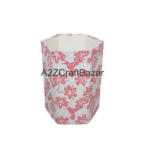 Cubo de Basura Hexagonal Plegable de Papel de Algodón Reciclado Hecho a Mano, Elegante, para Uso en Interiores/Exteriores, para Oficina, Venta al Por Mayor - Product Image 1
