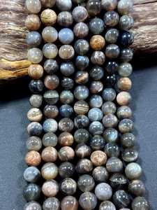 ลูกปัดมูนสโตนสีดำธรรมชาติ รูปทรงกลมเรียบเนียน คุณภาพเยี่ยม มูนสโตนเรนโบว์ ร้อยเป็นเส้นยาว 15.5 นิ้ว - Product Image 6