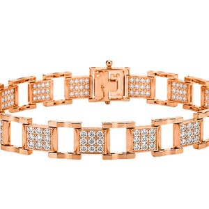 Premium <b>Mens</b> Diamond Link Bracelet Solid Rose Gold Geometric Precision Set High Polish Luxury Masculine Fine Jewelry Gift - Product Image 1