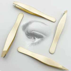 Juego de Pinzas para Cejas de Acero Inoxidable con Punta Inclinada y Color Personalizado - Product Image 3
