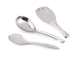 Ensemble de 3 ustensiles de service en acier inoxydable multi-usages à fentes solides pour servir, serveur à crème glacée en métal durable - Product Image 2