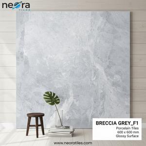 Azulejos de Porcelana Pulida Moderna Antideslizante Gris Breccia de 600x600 mm para Piso y Pared con Acabado Brillante Estilo Mármol ACCENTS Borders - Product Image 2