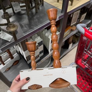 New design acacia wooden small large candle holder 2 <b>pc</b> <b>set</b> taper candlestick holder decorative customization options - Product Image 5