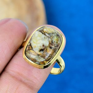 Natural <b>Cat</b> Eye Copper Cushion Shape Gemstone <b>Ring</b> 18k Micron Gold Over 925 Sterling Silver - Product Image 2