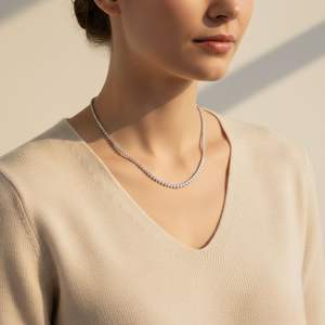 สร้อยคอเพชรทรงกลมแบบฝังหนามเตย 8.60 กะรัต - Product Image 6