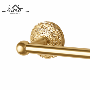 Brass Toilet <b>Paper</b> Holder Gold Finish Floral Bud End Design Straight Bar Wall Mounted Bathroom <b>Tissue</b> Roll Holder Elegant - Product Image 3