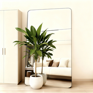 Full-Length Floor Standing Dressing Mirror Big <b>Large</b> Gold Black Bedroom Wall Hanging Mirror - Product Image 4