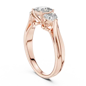 Bague de fiançailles et alliance de mariage pour femme, trois pierres en diamant de laboratoire, taille princesse et taille ronde - Product Image 4