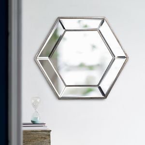 Specchio da Parete Esagonale Contemporaneo 50x45 cm in Vetro, Decorazione d'Accento per Soggiorno, Ingresso o Camera da Letto - Product Image 4