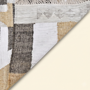 Beige <b>Grey</b> Abstract Patchwork Hand Tufted Wool <b>Rug</b> Handmade Geometric Tribal Woven Eco-Friendly Non-Slip <b>Thick</b> Living Room - Product Image 5