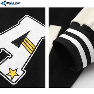 Men's Varsity Jacket Green Brown Black Letter Print Embroidered Patch Design Casual Autumn Wear Polyester Cotton Material - Product Image 6