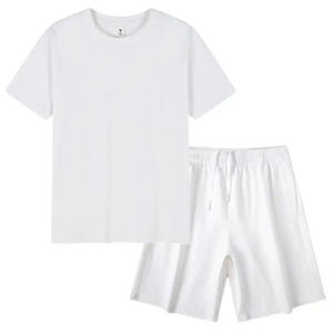 Conjunto de Camiseta de Manga Corta y Pantalones Cortos de Punto Azul Marino Sólido para Hombre, Ropa Casual de Verano - Product Image 2