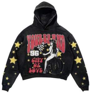 Conjunto de Sudadera con Capucha y Pantalones Cortos de Alta Calidad con Logotipo Personalizado, Estilo Urbano, Impresión en Serigrafía, Diseño Vintage para Hombre - Product Image 2