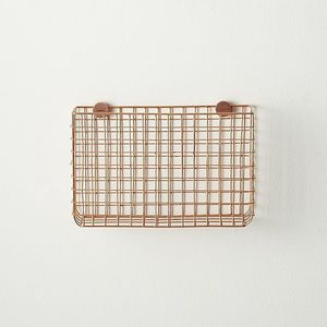 Metal Wire <b>Storage</b> <b>Basket</b> <b>Rectangle</b> Shape Rustic Style With Handles For Cleaning Supplies - Product Image 4