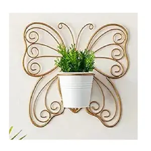 Vaso de flores em forma de borboleta para decoração de parede, vaso de flores branco e dourado, ideal para uso decorativo em escritório, mais vendido