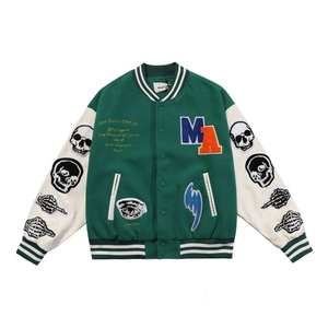 Unisex Chenille Embroidery Leather Sleeve <b>Baseball</b> <b>Jacket</b> Oversized Varsity Style High Street Winter Letterman <b>for</b> <b>Men</b> Wholesale - Product Image 3