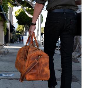Bolsa de Viaje de Cuero Genuino de Calidad de Exportación, Estilo Vintage, Bolsa de Fin de Semana Unisex, Capacidad de 36-55L, Cierre de Cremallera, Ligera, LDB-0266 - Product Image 2