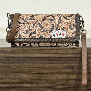 Cartera Trifold de Cuero Genuino para Mujer, Hecha a Mano, con Correa de Hombro y Muñequera, de la Colección March Expo - Product Image 5