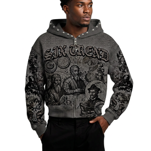 เสื้อฮู้ดซิปผู้ชาย Six Trend Sports ลายพิมพ์ดิจิทัล สวมใส่สบาย ทรงปกติ สีเทา ผ้าฝ้ายฟลีซ ระบายอากาศได้ดี เหมาะสำหรับฤดูหนาว สไตล์สตรีทแวร์ - Product Image 3