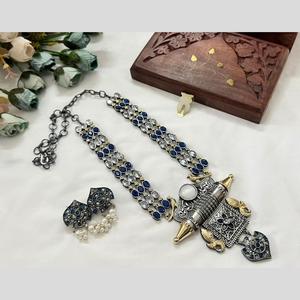 Two Tone Pota Stone <b>Long</b> Necklace Set for Women Traditional Ethnic Fine Jewelry for Weddings and Festive Wear - Product Image 1