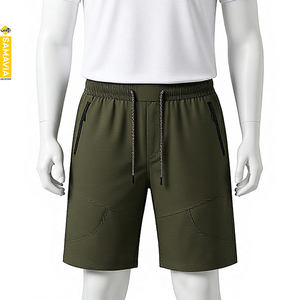 Shorts Bermuda en Coton Imprimé Vert Olive Écologique à Séchage Rapide pour Hommes SAMAVIA avec Poches Service OEM - Product Image 1