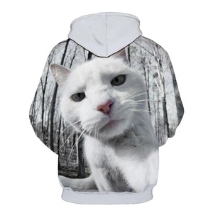 Sweat-shirt à capuche pour homme, imprimé chat blanc, coupe classique, décontracté, hiver, tricoté en polyester, design par sublimation - Product Image 2