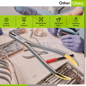Pince à ligature orthodontique de qualité supérieure en acier inoxydable allemand avec insert TC, coupe-fil distal et poignée plaquée or - Product Image 6