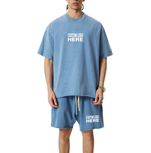 Nouvel ensemble t-shirt et short cargo grande taille pour homme, collection été 2026 – Tenue de sport personnalisable en coton avec logo sur mesure pour hommes - Product Image 4