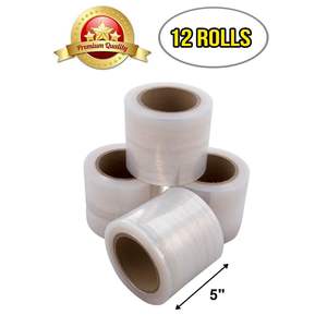 Pellicola colata di qualità industriale 12 rotoli 5 \ "X 1000 'larghezza stretta 80 Gauge una maniglia impacchettata pellicola trasparente senza residui - Product Image 2