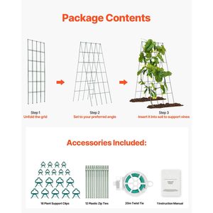 Set di tralicci per cetrioli 99x81 cm, traliccio da giardino pieghevole in metallo per piante rampicanti, altezza 1,2 m, con fascette a torsione da 5 mm e design rialzato - Product Image 6