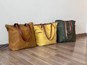 Sac fourre-tout en cuir et toile, couleur unie, broderie, imperméable, durable, vintage, sac à main, sac de voyage, sac de travail, sac de shopping, grande capacité - Product Image 2