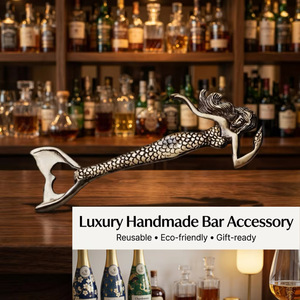 Abridor de Botellas de Lujo Ecológico de Madera y Latón con Diseño de Sirena, Accesorio de Bar Reutilizable para Cerveza, Refrescos y Vino - Product Image 4