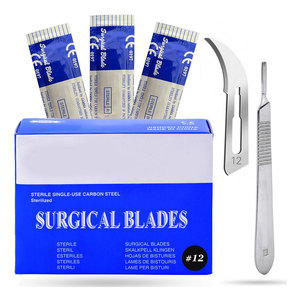 100 Cuchillas de Bisturí para Cuchillo + Mango de Bisturí, Cuchillas Dermablade de Acero al Carbono, Envueltas Individualmente, Estériles, Quirúrgicas de Precisión - Product Image 1