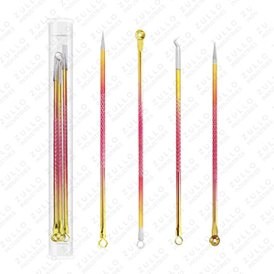 Juego de Extractores Faciales de Acero Inoxidable con Acabado de Color, 4 Piezas, Kit de Eliminación de Puntos Negros y Acné, Extractor Facial de Acero Inoxidable Premium - Product Image 5