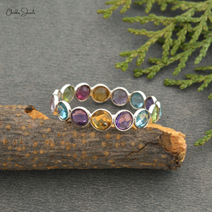 Bague en Argent Sterling 925 Faite à la Main avec Pierres Multiples, Bijou Unique et Coloré pour Femme, Idéale pour les Fêtes - Product Image 1