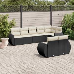 Ensemble de canapés de jardin modulaires en rotin PE noir, espace de vie extérieur élégant - Product Image 1