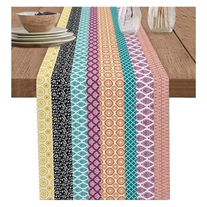 Black Grey Striped Decorative Wedding Party Banquet 100% Organic GOTS Certificate Indian Wholesale <b>Table</b> <b>Runners</b> With Tassel - Product Image 6