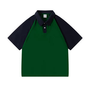 Custom Logo 240Gsm Short Sleeve Drop Shoulder Polo <b>Shirts</b> 100% Cotton <b>Patchwork</b> Fashion Polo T <b>Shirt</b> Unisex - Product Image 2