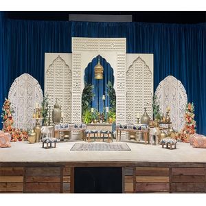 ฉากแต่งงานแบบโมร็อกโก ผนังไม้ตกแต่งเวทีงานเมห์นดี โครงตกแต่งเวทีกลางคืน ฉากหลังน่ารักพร้อมโครงไฟเบอร์ ซิดนีย์ - Product Image 1