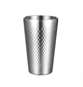 Verres à bière martelés en acier inoxydable, finition argentée, qualité standard, personnalisables, très demandés - Product Image 1