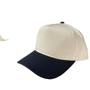 Compre gorra de béisbol de algodón en blanco negro de 5 paneles Sombreros de papá Gorras deportivas lisas con logotipo bordado personalizado para hombre 2025 - Product Image 2
