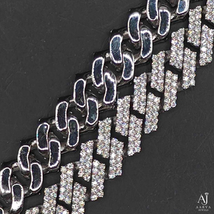 AARVA JEWELS Moissanite Statement Necklace 925 Silver Rhodium Plated Link <b>Chain</b> Geometric Design Unisex Luxury Jewelry - Product Image 4