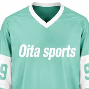 Camiseta de Hockey sobre Hielo Verde Menta para Hombre, Manga Larga, Poliéster, Ropa Deportiva para Entrenamiento de Equipos - Product Image 3