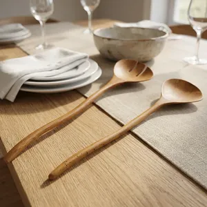 Acacia Wood <b>Salad</b> Server Set Eco-Friendly Dishwasher Microwave & Oven Safe with <b>Salad</b> <b>Tools</b> - Product Image 4