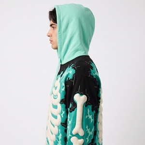 Sudadera con Capucha Gótica para Hombre Dumela, Diseño de Esqueleto con Estampado Puff, Corte Holgado, Patrón de Camuflaje, Ropa de Otoño - Product Image 3