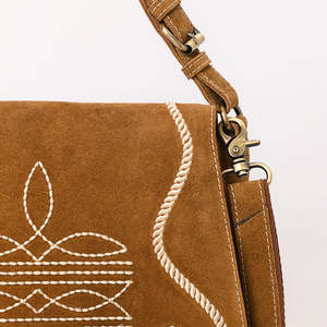 Brown Suede Bohemian Crossbody Bag Women Vintage Embroidered Western Shoulder <b>Handbag</b> - Product Image 4